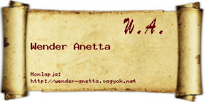 Wender Anetta névjegykártya